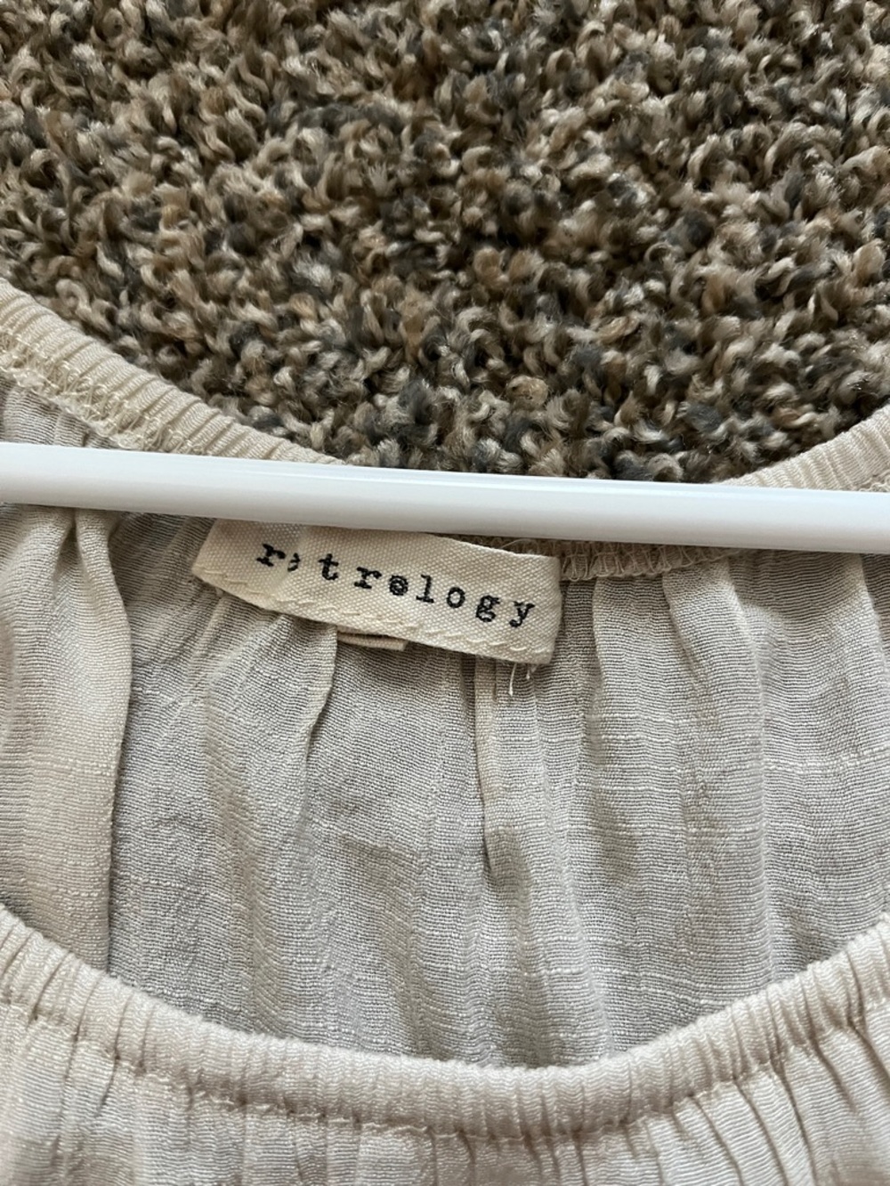 Cream Peasant Blouse with Crochet Trim - Picture 5 of 5